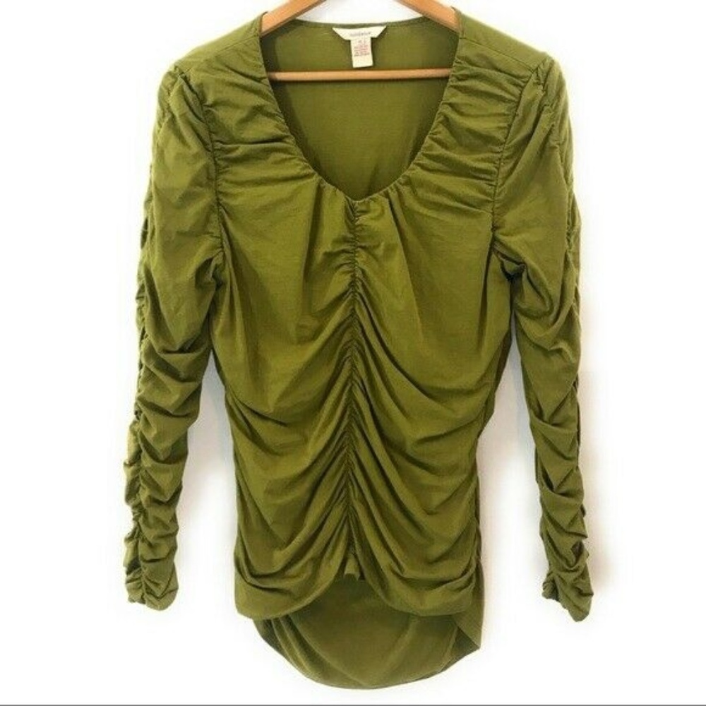 Sundance Catalog Long Sleeve Olive Green Top, XL